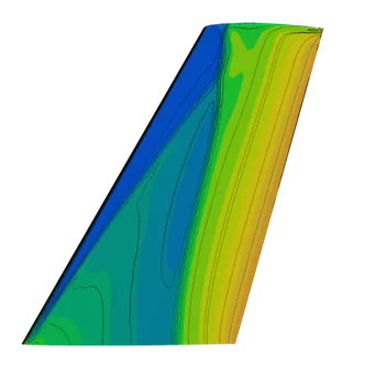 Lambda-shaped pressure contour on the upper surface