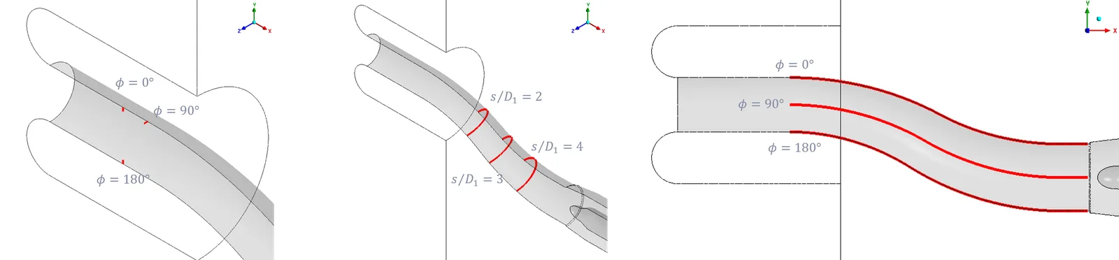 Fig. 3 Pressure tap locations in the S-duct
